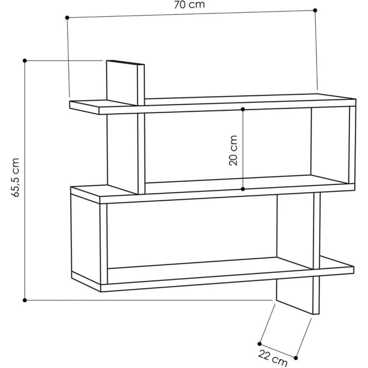 Etagère murale Paralel chêne - 70x65.5x22 cm-Wooden Art Hot