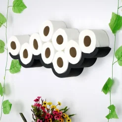 Etagère papier toilette wc018 noire - 62x9x16 cm-Homitis Online