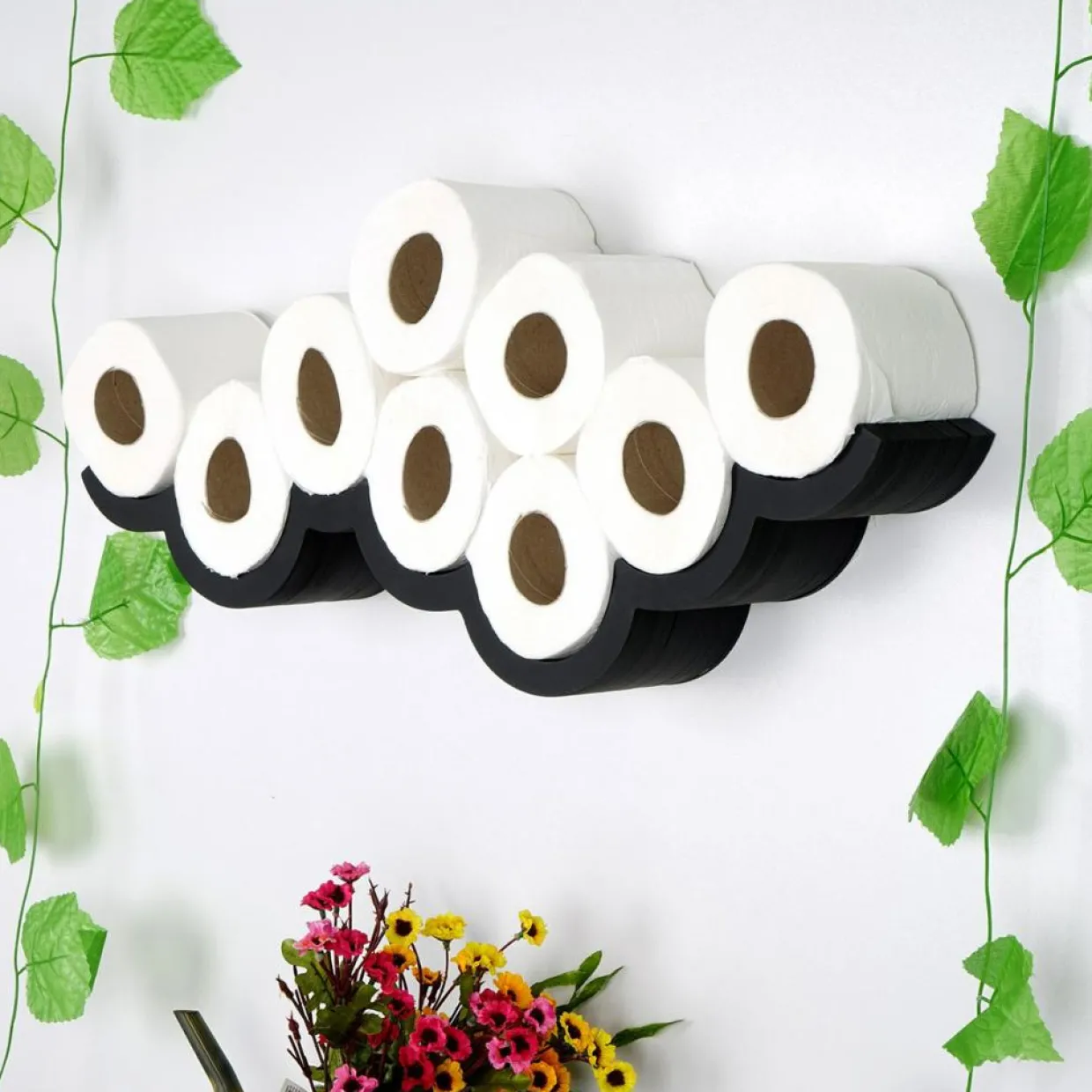 Etagère papier toilette wc018 noire - 62x9x16 cm-Homitis Online