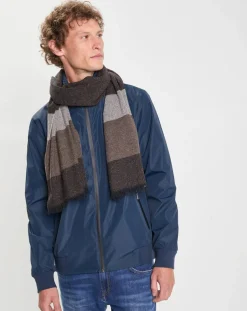 Homme Hackett London Echarpes, Foulards^Etole en Laine mélangée à larges rayures marron