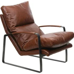 Fauteuil cuir damo marron - 63x99x99 cm-Bois & Chiffons Discount