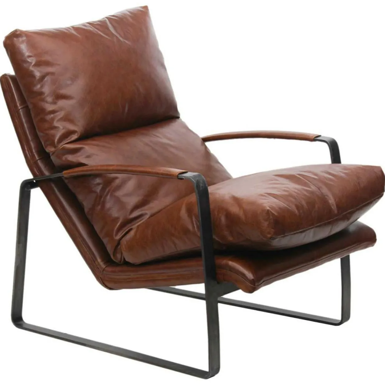 Fauteuil cuir damo marron - 63x99x99 cm-Bois & Chiffons Discount