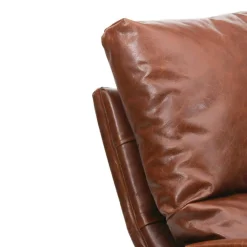 Fauteuil cuir damo marron - 63x99x99 cm-Bois & Chiffons Discount