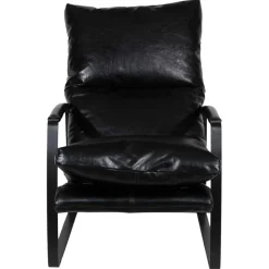 Fauteuil cuir damo noir- 63x99x99 cm-Bois & Chiffons Online