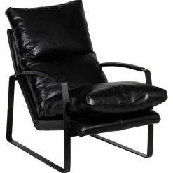 Fauteuil cuir damo noir- 63x99x99 cm-Bois & Chiffons Online