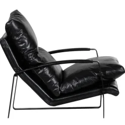 Fauteuil cuir damo noir- 63x99x99 cm-Bois & Chiffons Online
