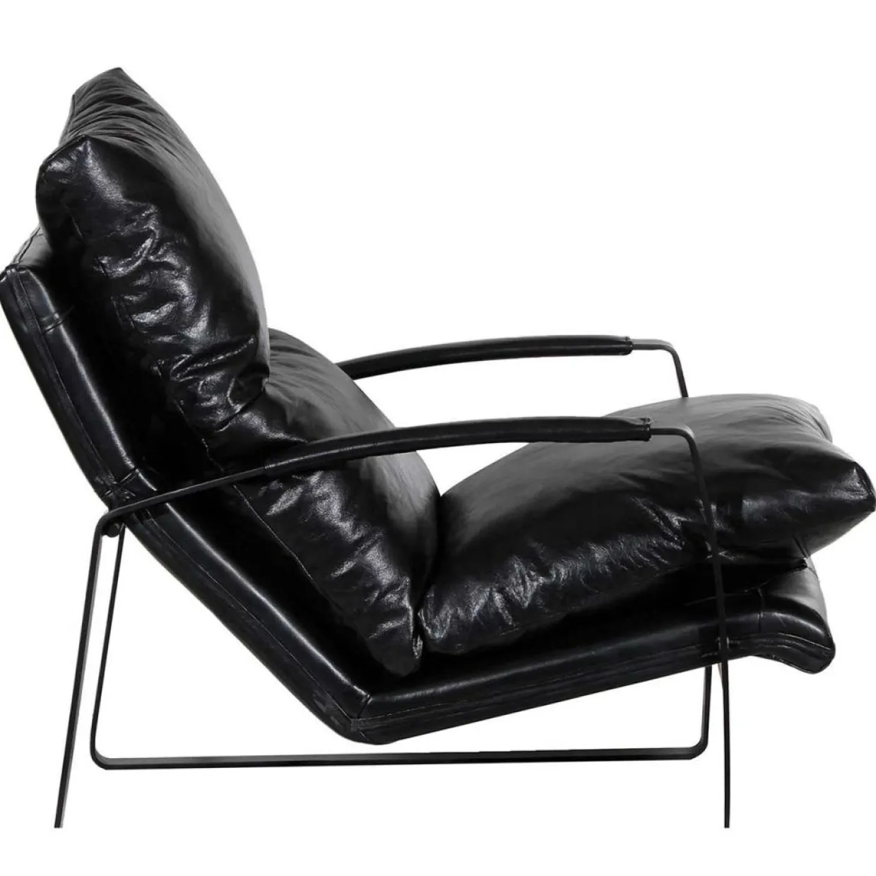 Fauteuil cuir damo noir- 63x99x99 cm-Bois & Chiffons Online