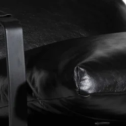 Fauteuil cuir damo noir- 63x99x99 cm-Bois & Chiffons Online