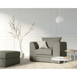 Fauteuil Quince Velours côtelé gris clair - 97x92x80 cm-Mazzini Sofas New