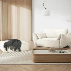 Fauteuil Vanda beige clair - 128x100x85 cm-Mazzini Sofas Discount