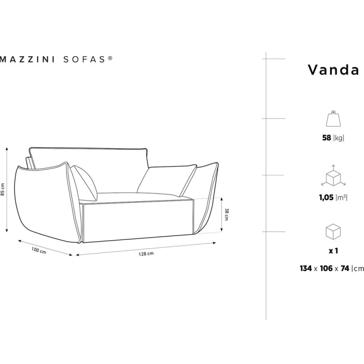 Mazzini Sofas Fauteuils^Fauteuil Vanda bleu roi - 128x100x85 cm