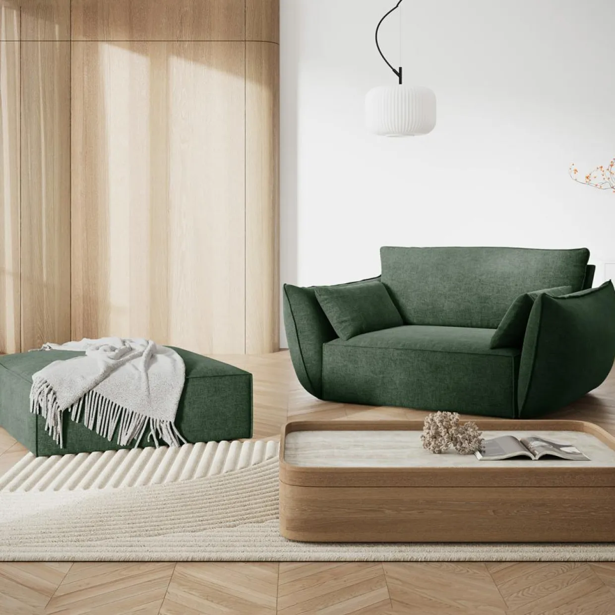 Mazzini Sofas Fauteuils^Fauteuil Vanda vert bouteille - 128x100x85 cm