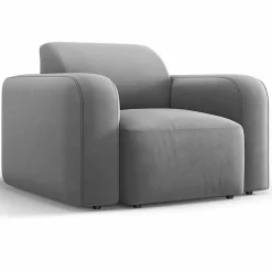 Mazzini Sofas Fauteuils^Fauteuil Velours Jasmin gris - 105x95x72 cm