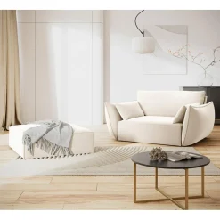 Fauteuil Velours Vanda beige clair - 128x100x85 cm-Mazzini Sofas Best