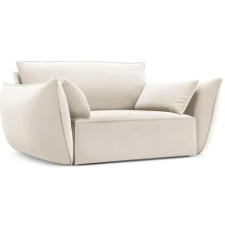 Fauteuil Velours Vanda beige clair - 128x100x85 cm-Mazzini Sofas Best