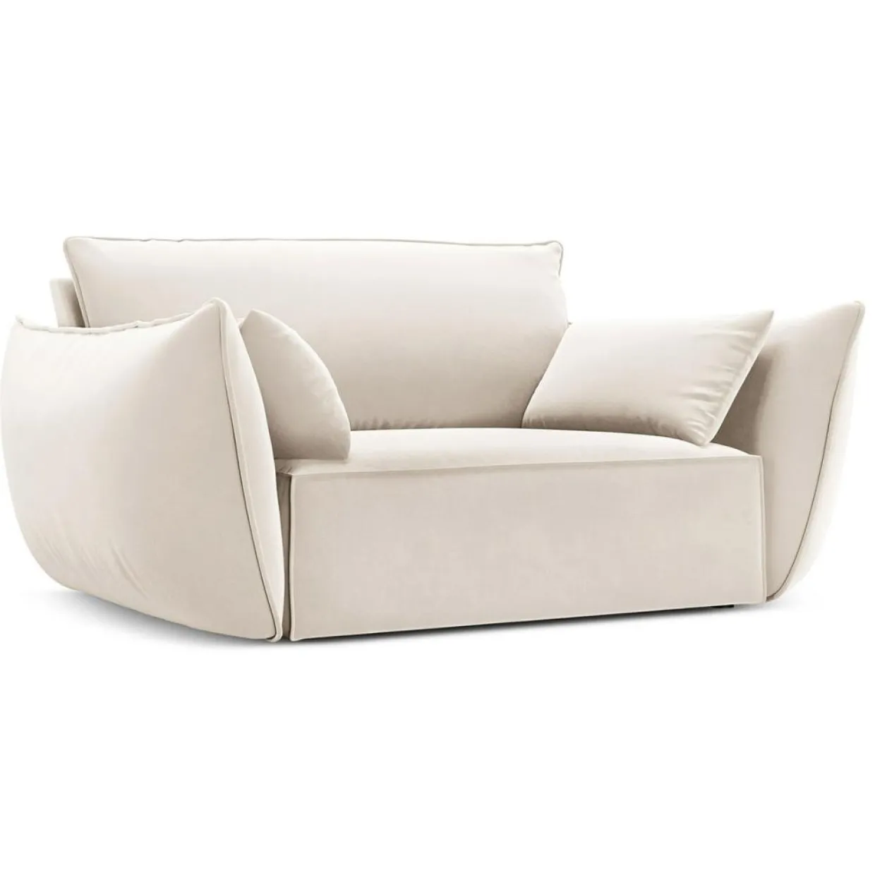 Fauteuil Velours Vanda beige clair - 128x100x85 cm-Mazzini Sofas Best