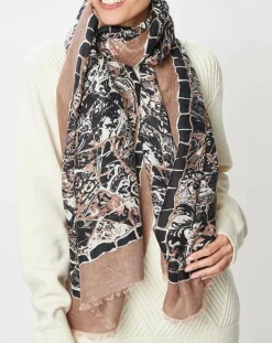 Foulard en Lin, Coton & Soie Ine noir - 70x190 cm-Petrusse Outlet