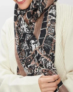Foulard en Lin, Coton & Soie Ine noir - 70x190 cm-Petrusse Outlet