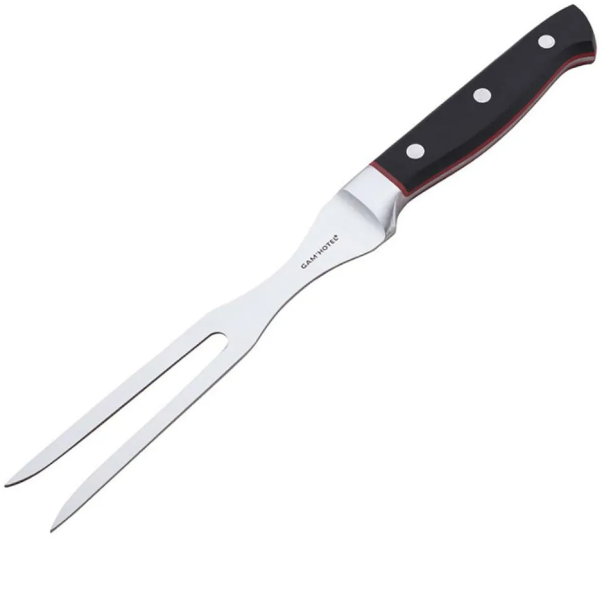 Gam'Hotel Couteaux^Fourchette à viande Hiro noir/rouge - 30.5 cm