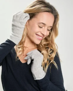 Gants 100% Cachemire Garance gris chiné clair-Cashmere Tribu