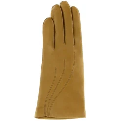 Femme Maison Fabre Gants, Moufles^Gants en Cuir d'Agneau doublure Laine Waves chameau clair