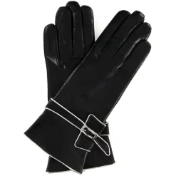 Gants en Cuir d'Agneau doublure Laine Leila noirs-Maison Fabre Outlet