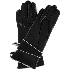 Gants en Cuir d'Agneau doublure Laine Leila noirs-Maison Fabre Outlet
