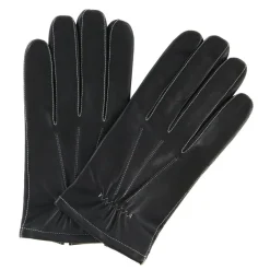 Homme Georges morand Gants, Moufles^Gants en Cuir d'Agneau doublure textile noir/écru