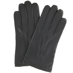 Gants en Cuir d'Agneau doublure Laine & Coton noirs-Georges morand New