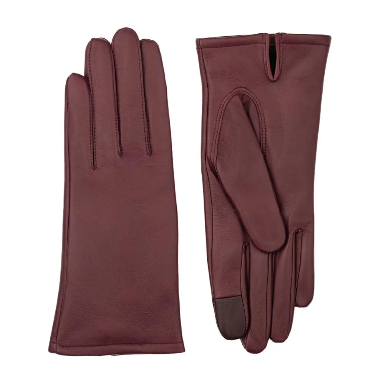 Femme Maison Fabre Gants, Moufles^Gants en Cuir d'Agneau doublés Polaire Valois vin