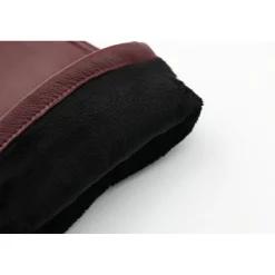 Femme Maison Fabre Gants, Moufles^Gants en Cuir d'Agneau doublés Polaire Valois vin