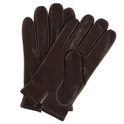 Gants en Cuir d'Agneau doublure textile marron/écru-Georges morand Best