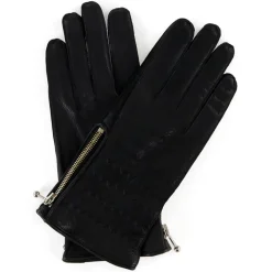 Gants en Cuir de Cerf doublure Laine Carlson noirs-Maison Fabre Clearance