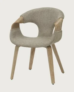 Gazy - chaise en tissu Taupe et bois blanchi-Uniqka Best