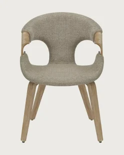 Gazy - chaise en tissu Taupe et bois blanchi-Uniqka Best