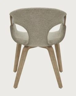 Gazy - chaise en tissu Taupe et bois blanchi-Uniqka Best