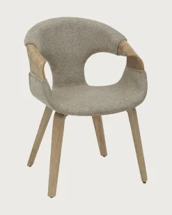 Gazy - chaise en tissu Taupe et bois blanchi-Uniqka Best