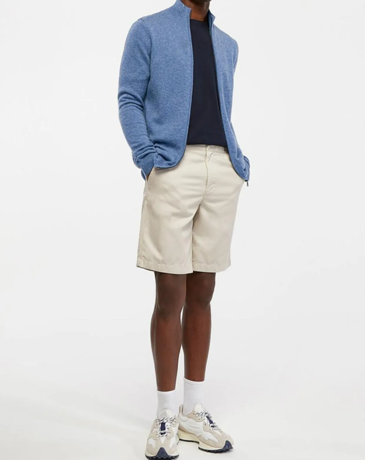 Gilet 100% Cachemire Zip Uni Nachgil bleu chiné-Galeries Lafayette Hot