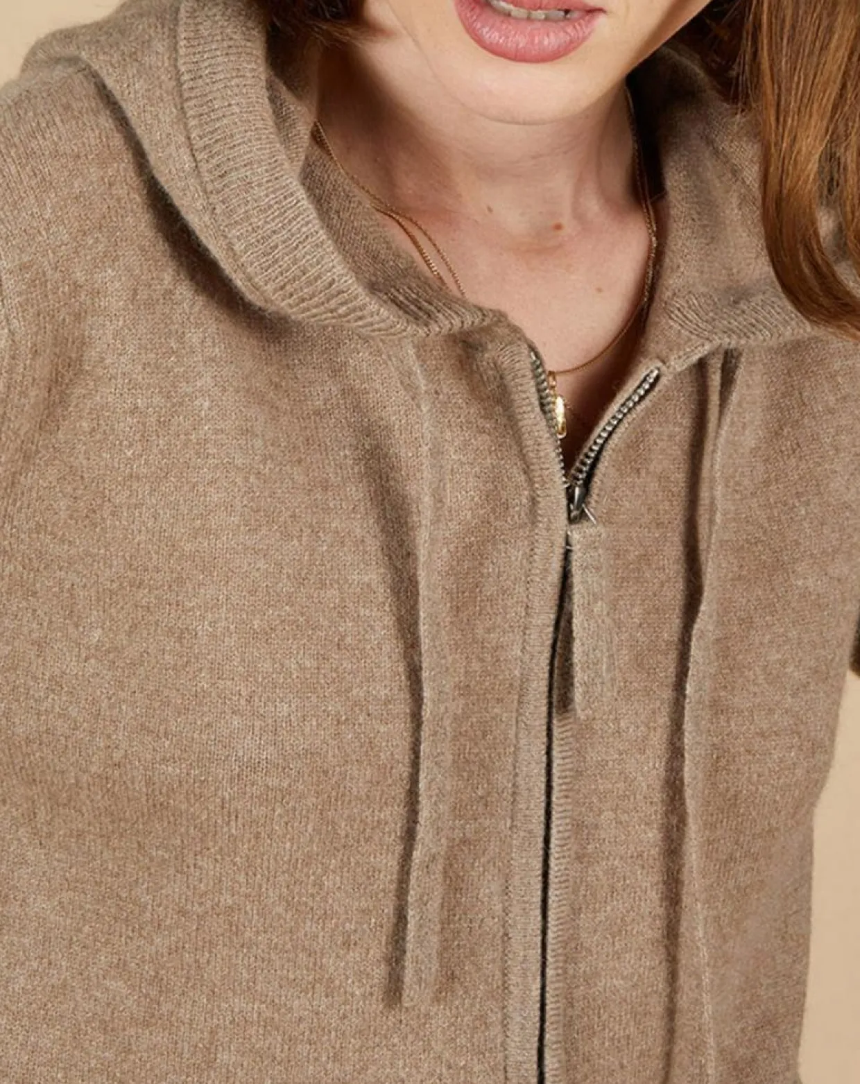 Femme Cashmere Tribu Gilets Et Cardigans^Gilet à capuche 100% Cachemire Blanche châtaigne/corail fluo