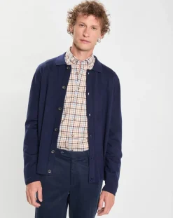 Gilet 100% Laine Mérinos façon veste bleu marine-Hackett London Clearance