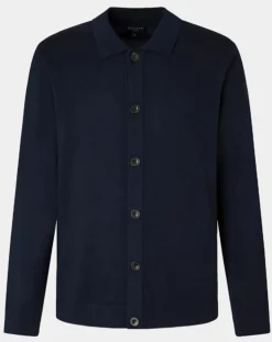 Gilet 100% Laine Mérinos façon veste bleu marine-Hackett London Clearance
