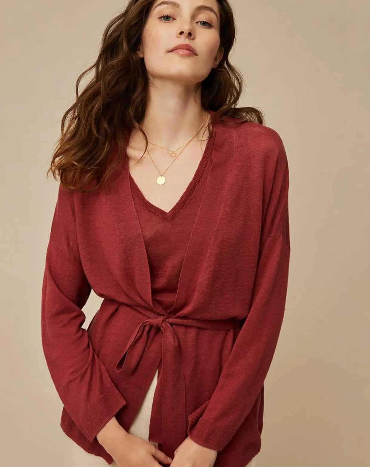 Femme Harris Wilson Gilets Et Cardigans^Gilet 100% Lin Therence terracotta