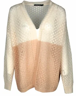 Gilet ajouré en Mohair mélangé Milane abricot/écru-Lauren Vidal Best