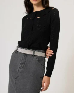 Gilet ajouré Pointelle noir-Manoush Hot