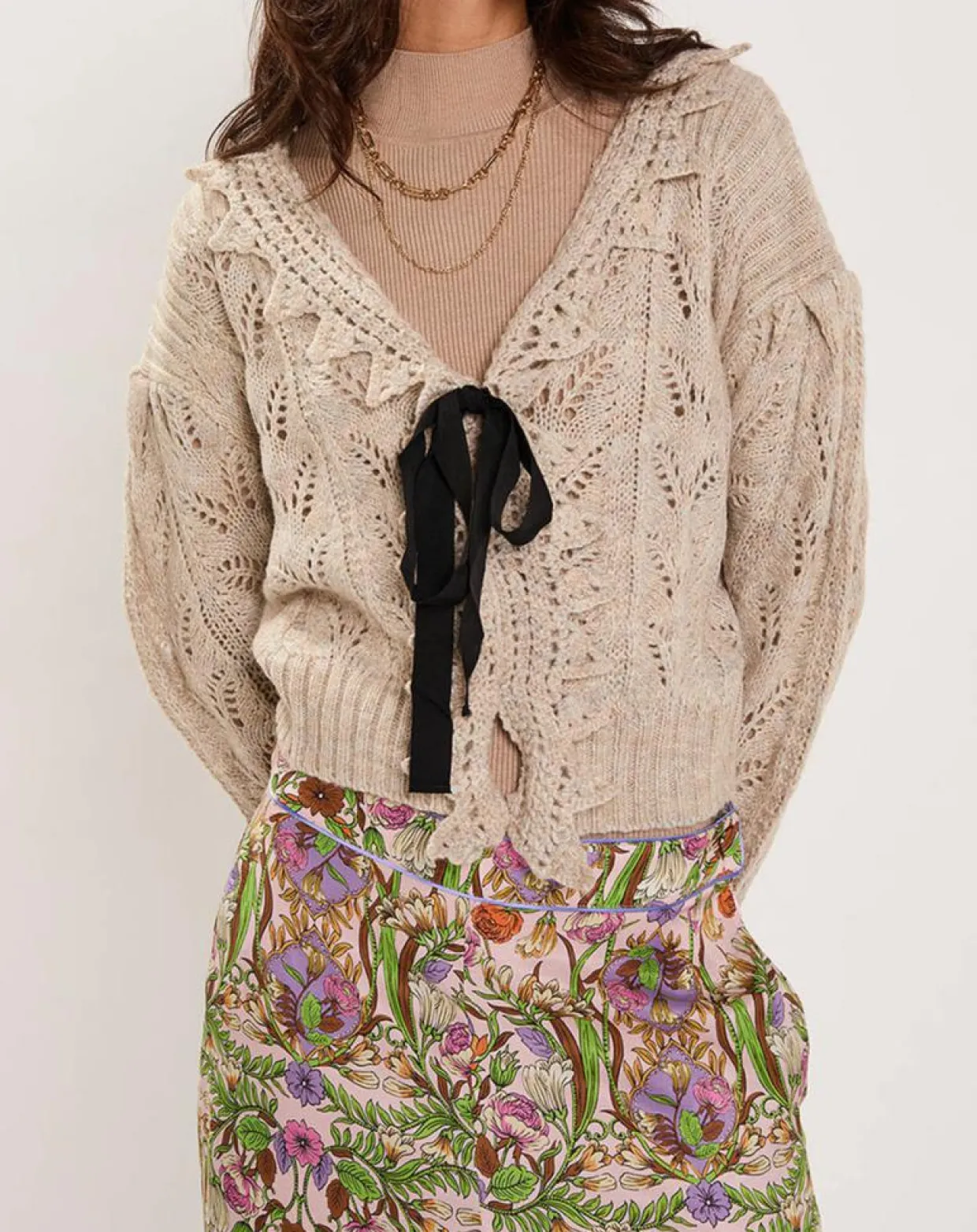 Femme Manoush Gilets Et Cardigans^Gilet ajouré Vintage beige