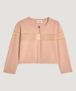 Gilet Albertine col rond rose poudre-Rodier Hot