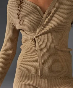 Gilet Alexane 100% laine cache-coeur marron chamois-Rodier Hot