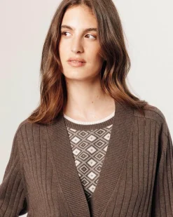 Femme Rodier Gilets Et Cardigans^Gilet Anjelica en côtes marron havane