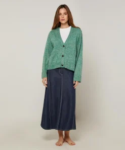Gilet Brenda col V chiné vert-Rodier Sale