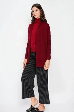 Gilet col châle bordeaux-C&Jo Outlet